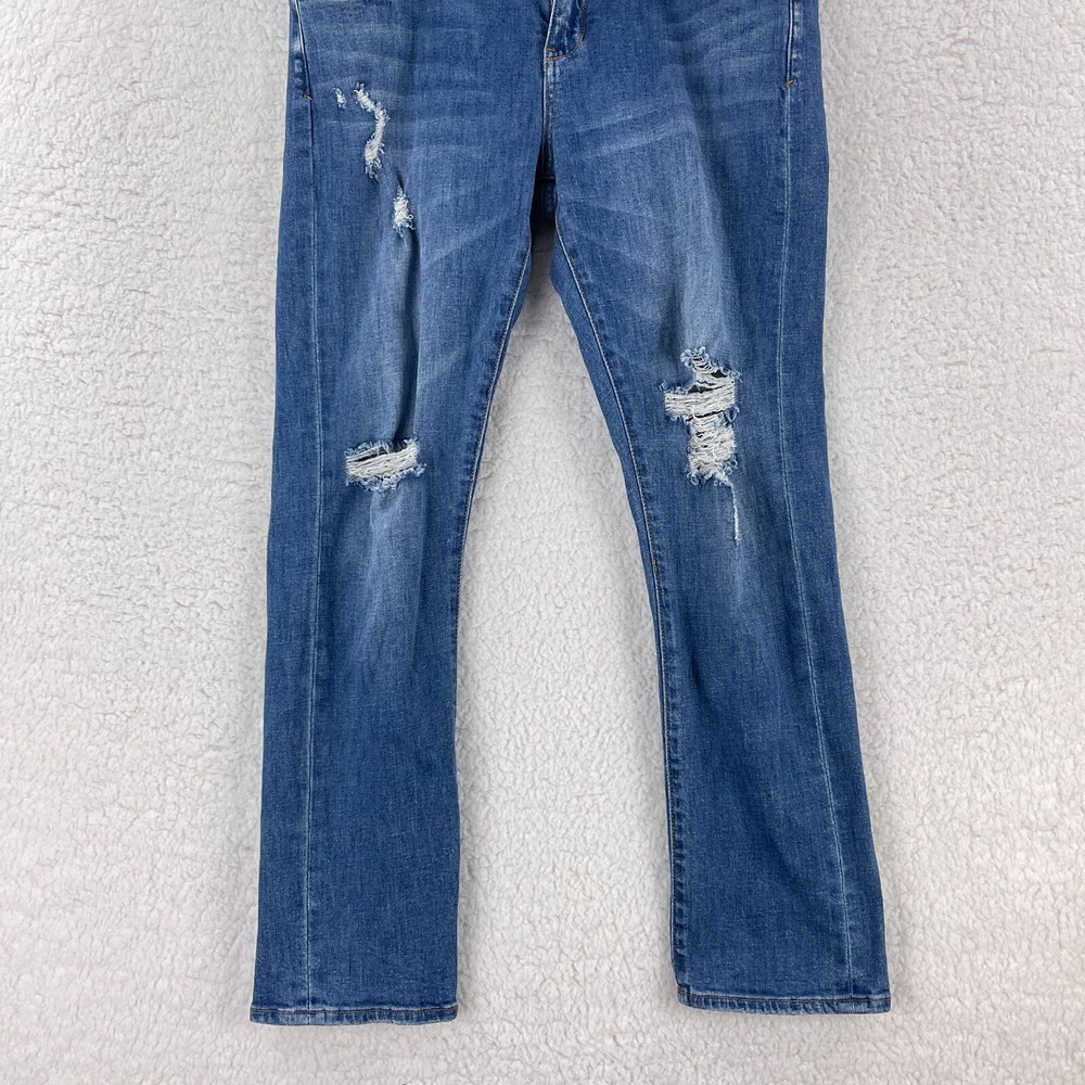 Pilcro Slim Boyfriend Crop Jeans Womens Size 30 Blue Denim Distressed Mid-Rise - Picture 3 of 16